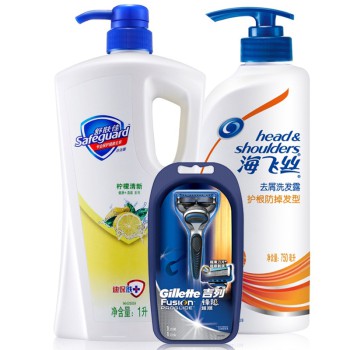 宝洁男人感谢足球,享受彼此套装(剃须刀+沐浴