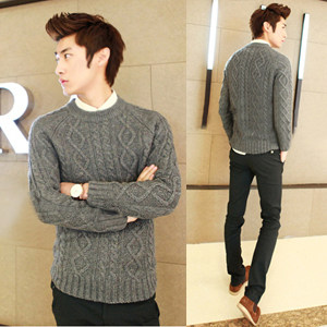 圆领<em>毛衣</em>冬季<em>加厚毛衣</em>复古<em>毛衣男毛衣男厚</em>韩版