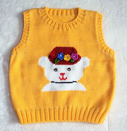 毛<em>背心</em>纯手工编织紫貂线<em>宝宝</em>毛线<em>背心马夹</em>1-2