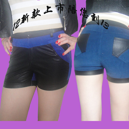 2013新款<em>短裤</em>条绒灯芯绒<em>皮u</em>拼接短裤<em>皮短裤</em>靴