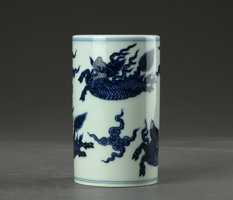 景德镇立明堂 青花瑞兽纹笔筒(B)|一淘网优惠购