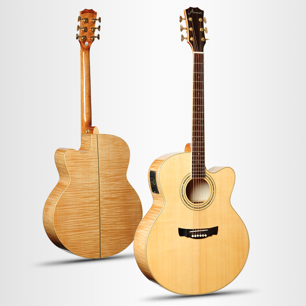 AMOS阿莫斯JB-600CSE 民谣缺角Jumbo吉他 42寸木吉他 云杉木单板|一淘网优惠购|购就省钱