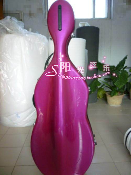 桃红色 4\/4 大提琴盒 大提琴盒子 大提琴玻璃钢