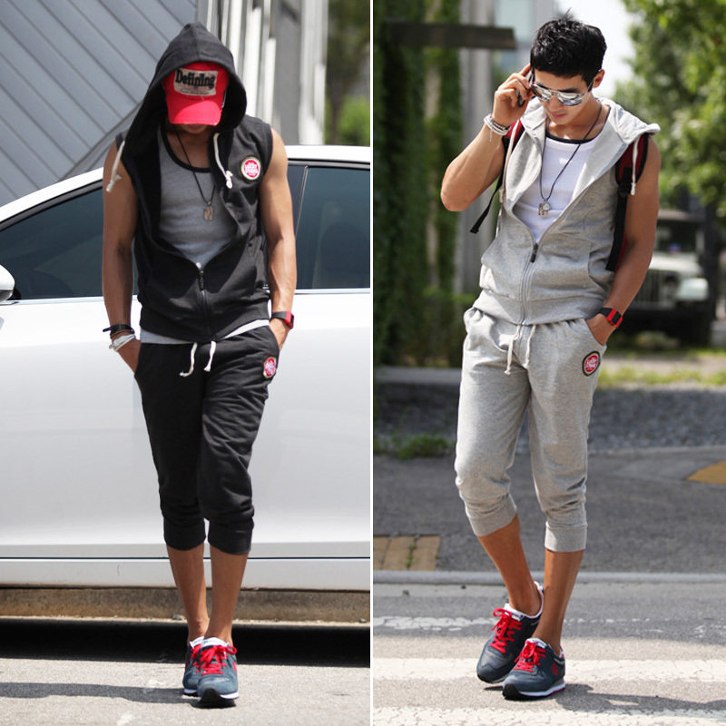 帽衫<em>男薄款开衫外套</em>修身款青少年运动装七分运