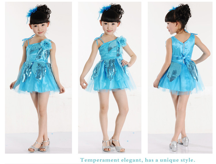 <em>女大童</em>演出服装 儿童表演服幼儿舞蹈跳舞裙绿