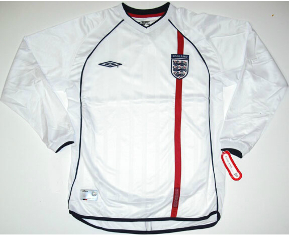 2002世界杯英格兰主场球衣 M-L长袖现货 足球