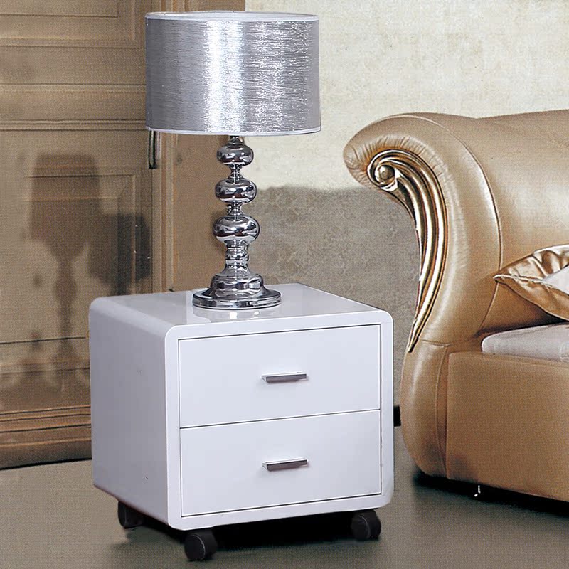 宜家 床头柜 简约 移动现代床头柜白色烤漆 多功