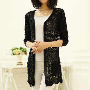 针织防晒空调衫 女<em>开衫</em> 中<em>长款</em> 大码 女装 夏装