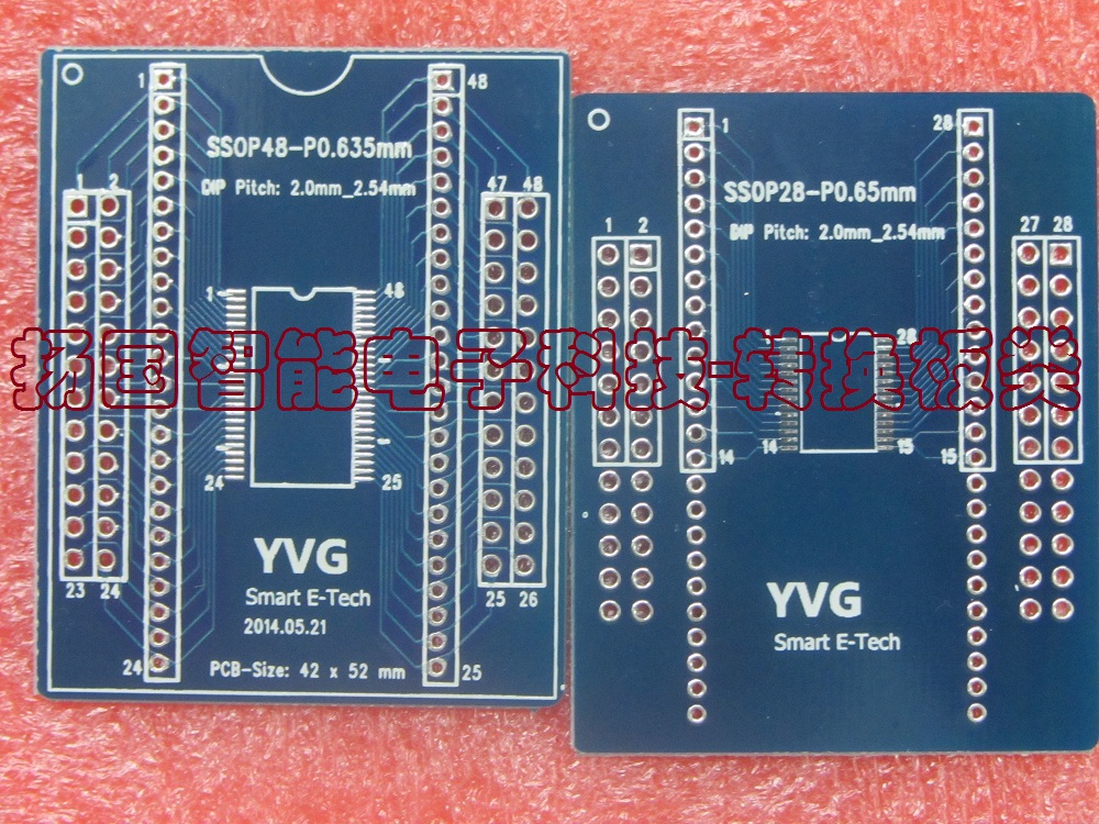 IC座转DIP PCB,SSOP48\/28封装,0.635mm\/0.6