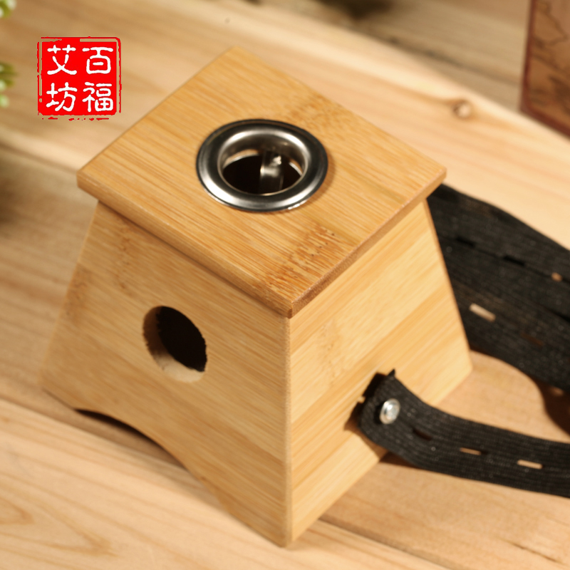 单孔木制艾灸盒 木 竹制 温灸盒 随身炙艾盒艾草