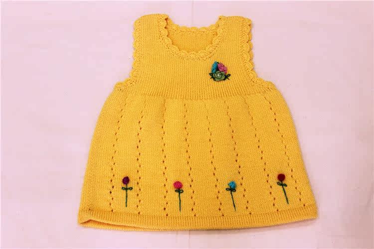 <em>手工编织</em>婴<em>幼儿</em>毛衣女婴<em>背心裙</em>女婴毛衣背心新