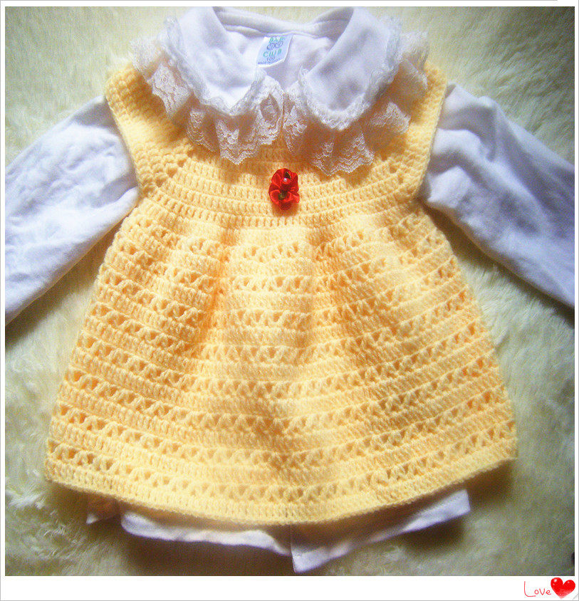 纯<em>手工编织</em>宝宝<em>背心裙</em>镂空毛线裙公主裙<em>儿童</em>毛