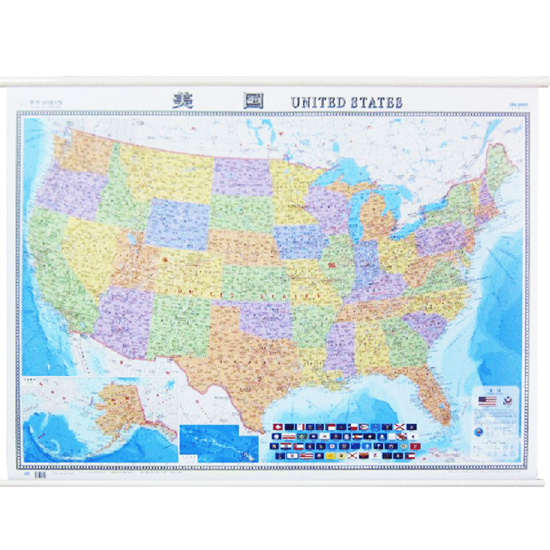 2013美国地图挂图 1.1米*0.8米 中英文 精品覆