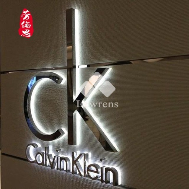 ck 水晶亚克力背发光字 镜面不锈钢品牌logo 门头招牌