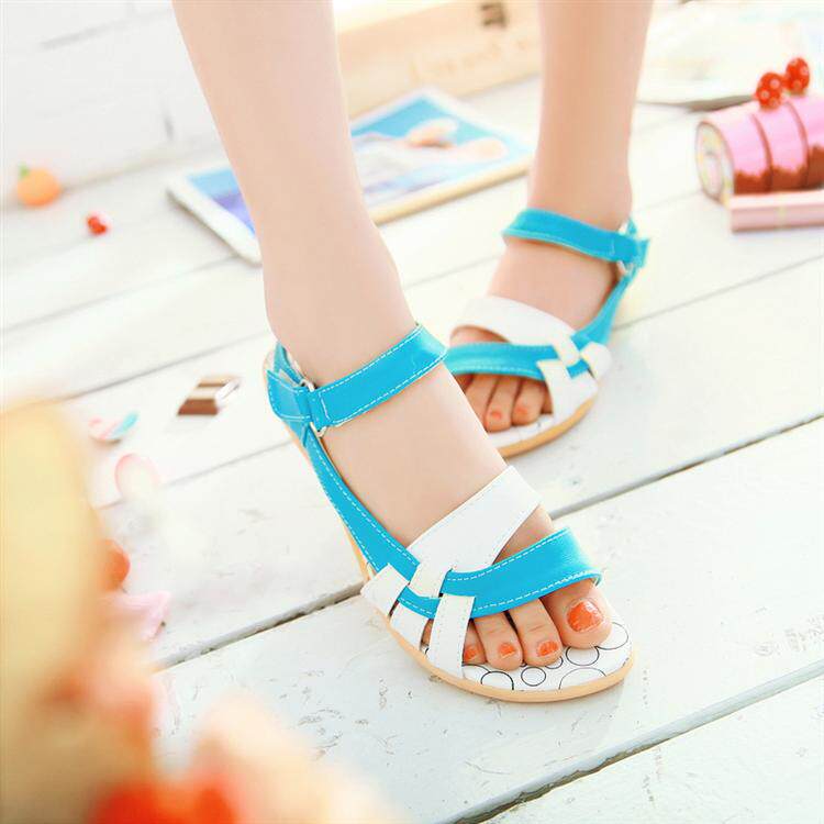 2014夏新款<em>初中</em>学生<em>凉鞋</em>女韩版平底平跟<em>少女</em>