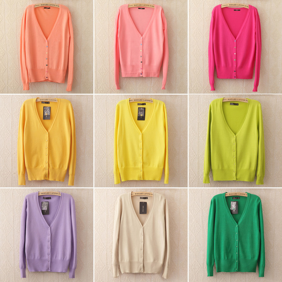 2014夏装新款韩版糖果色<em>针织</em>衫<em>女开衫</em>薄<em>短外</em>