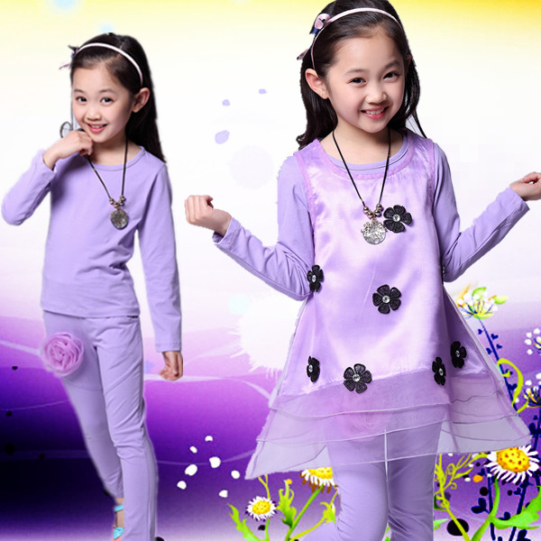 女童装女大童秋装2014新款韩版儿童三件套装