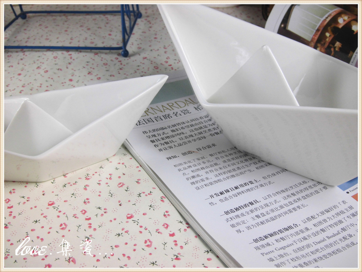 意大利陶瓷折纸船 时尚简约 创意家居摆件 书架