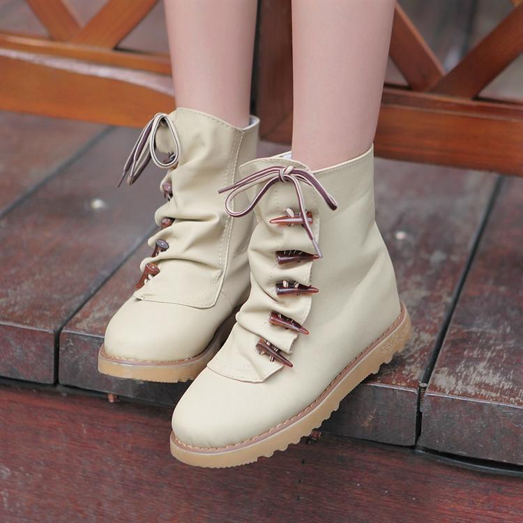 女式马丁靴春秋防水台秋冬款高跟鞋女中学生段