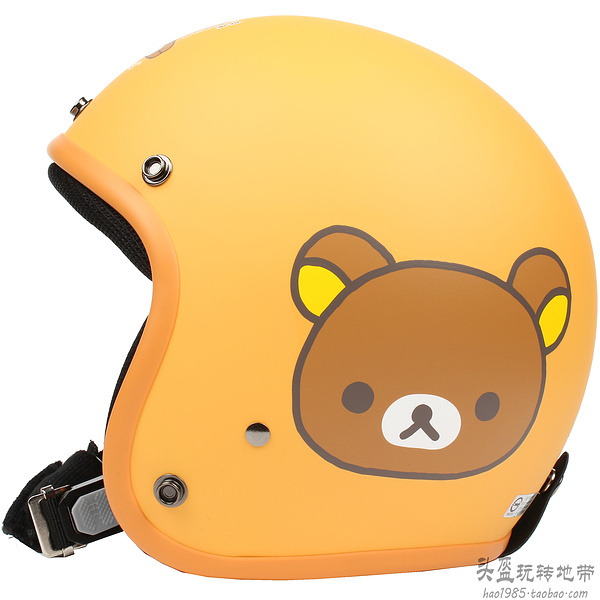 包邮!台湾进口华泰正版拉拉熊磨砂橙复古半盔电动摩托车头盔冬盔