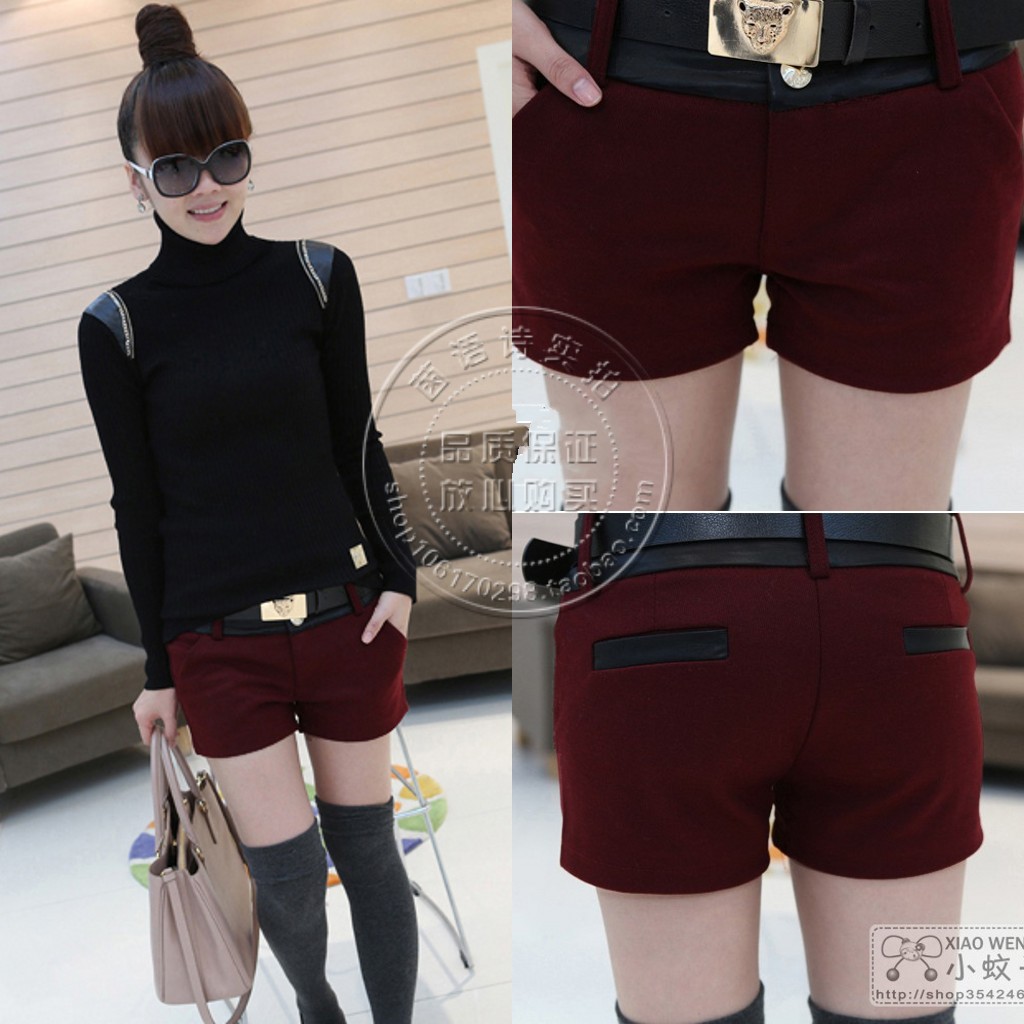 3新款女士秋季<em>短裤</em>女韩版<em>女式秋冬短裤毛呢短</em>