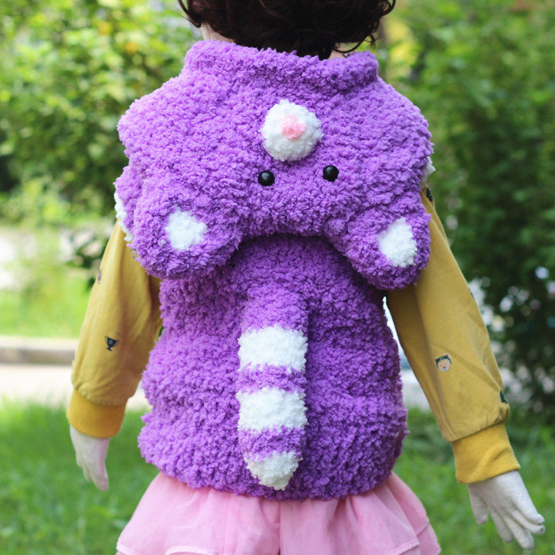 <em>编织小屋</em>绒绒线编织 紫色小浣熊<em>马甲</em>材料包 送