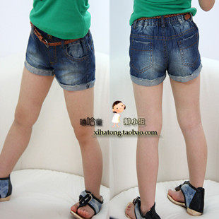 女童<em>儿童</em>休闲运动<em>短裤</em>/热裤 百搭<em>自制</em>版水洗牛