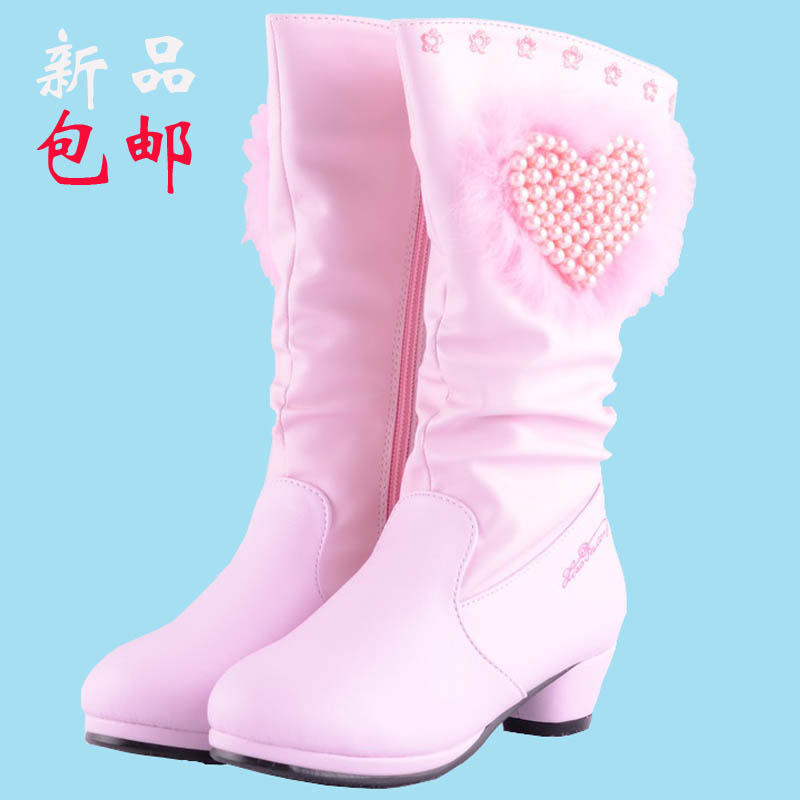 冬季保暖加绒棉鞋儿童靴子女童高跟鞋雪地靴儿