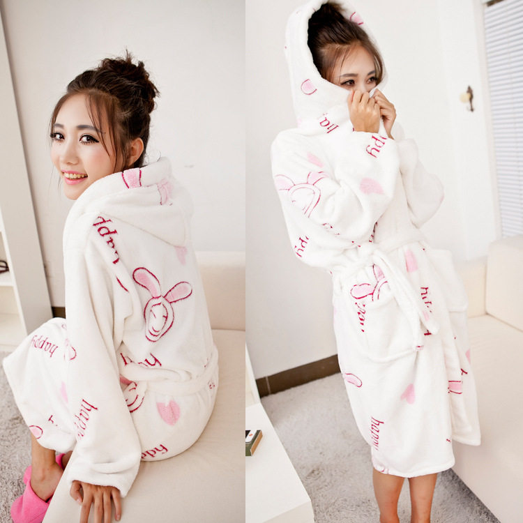 2013秋<em>冬款</em>韩版<em>睡袍</em>加厚法兰绒<em>睡衣</em> <em>女式开衫</em>