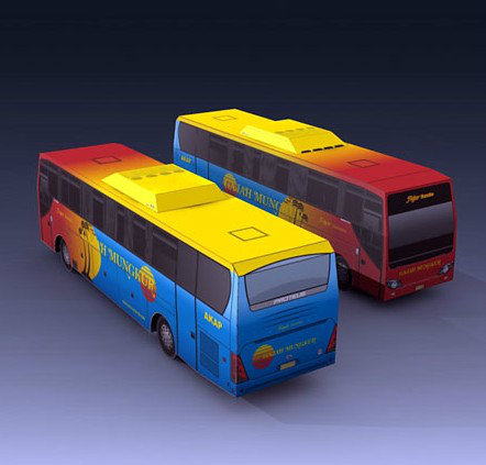 手工diy 益智玩具 仿真公交汽车模型 豪华巴士 3d立体拼装 纸模型