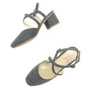 凉鞋女夏2017新款百搭包头粗跟高跟鞋交叉绑