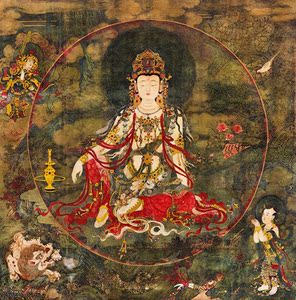 水月观音国画 佛像画 心经阿弥陀佛宝相观世音