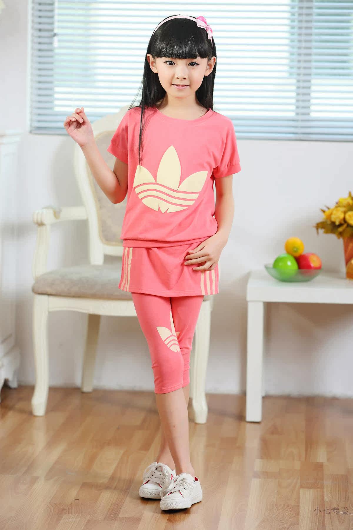2014韩版夏装<em>大女童</em>纯棉运动<em>套装</em>童可爱休闲