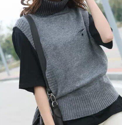 2013秋冬新款韩国高领保暖针织<em>马甲</em>纯色<em>女士</em>