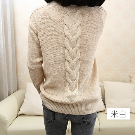 013秋冬新款厚毛衣酒红色女套头粗毛线衣 针织