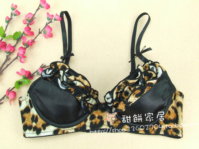 B055年终特价 外贸原单豹纹荷叶边薄款<em>文胸</em>纹