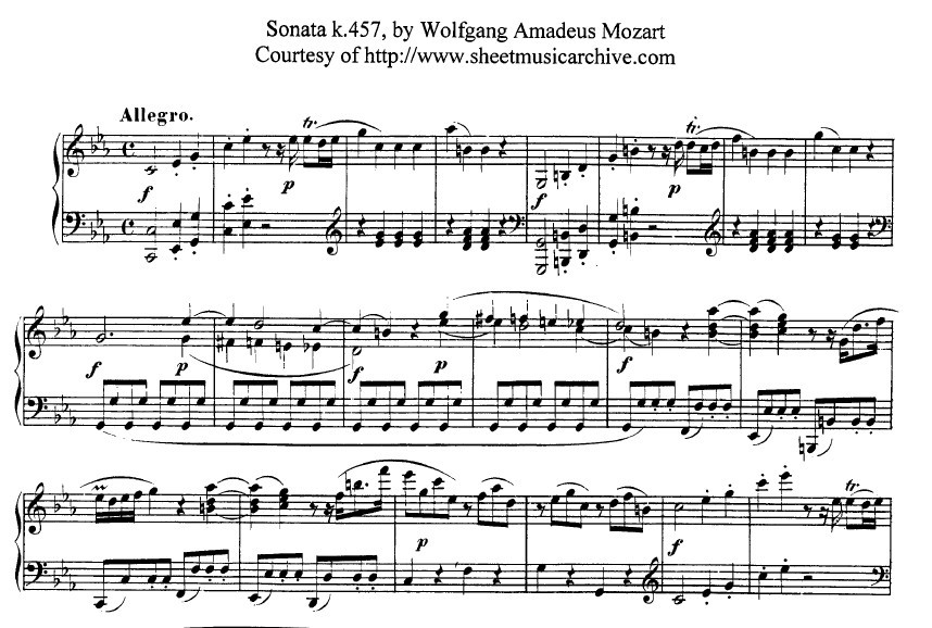 莫扎特C小调奏鸣曲K457 钢琴曲谱 钢琴奏鸣曲