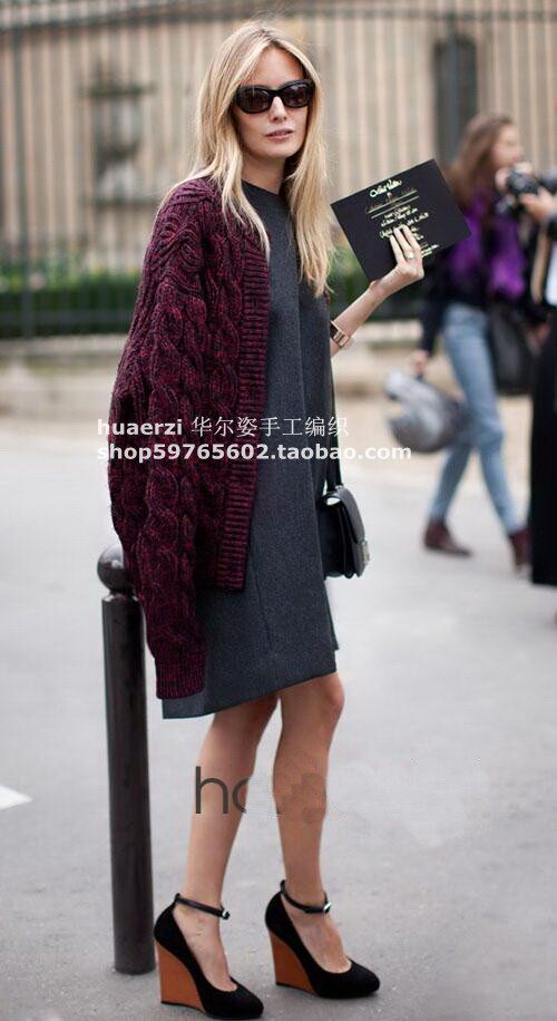 华尔姿手工编织毛衣时尚女装<em>欧美</em>明星<em>街开衫</em>酒