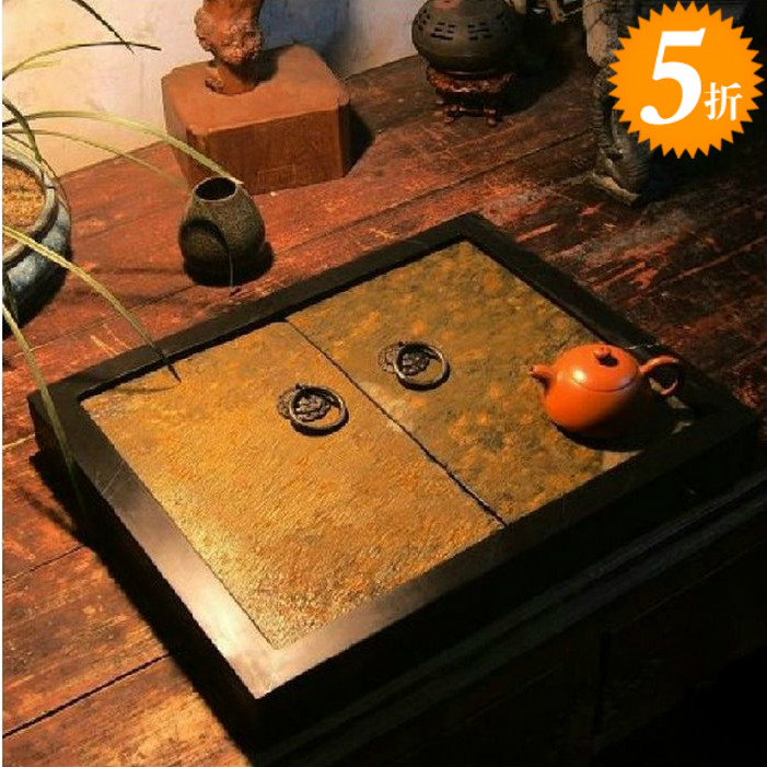 包邮[云兮堂]记忆中的石门 金星砚石纯手工茶盘