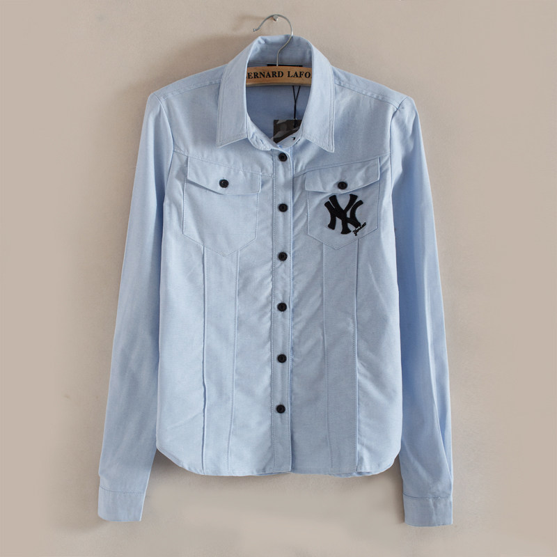 2014春季新款NY<em>棒球服女款</em>多扣长袖修身<em>MLB</em>