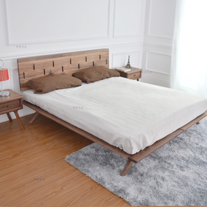 简约现代实木床双人1.5m1.8米黑胡桃木床橡木