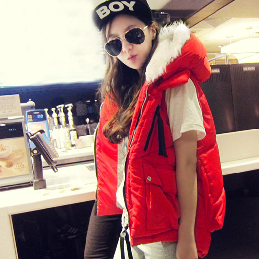 2013新款韩版时尚大码 <em>女款带帽棉马甲外套</em>背