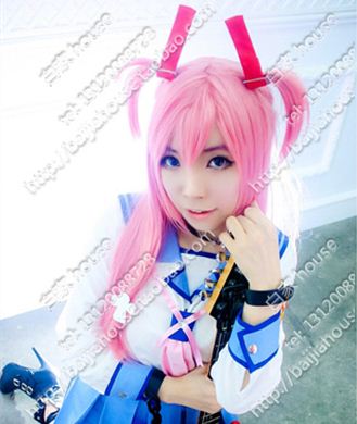 cosplay假发 angel beats 天使的心跳cos假发 粉红色高温丝直发