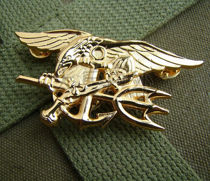 美军海豹突击队技能徽章 特种部队徽章 美国金属徽章 大胸章金色