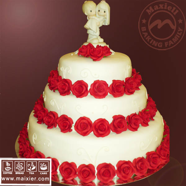 翻糖蛋糕 婚礼蛋糕 玫瑰花 北京预订蛋糕 创意庆典翻糖纪念日蛋糕