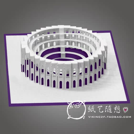 手工制作 罗马圆形斗兽场 立体纸雕建筑模型 立体纸模型