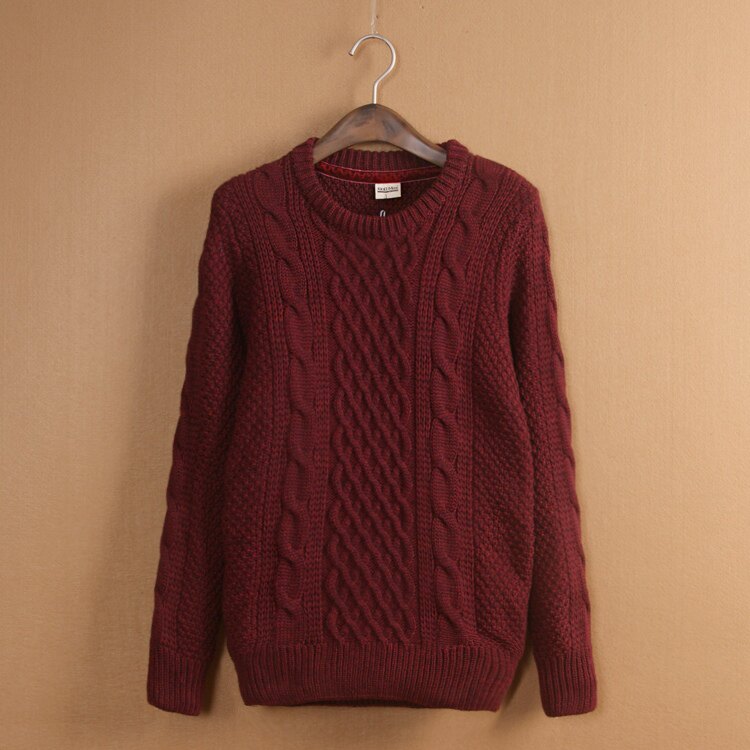 复古加厚羊毛<em>男士毛衣</em> 古着日系韩版麻花粗线