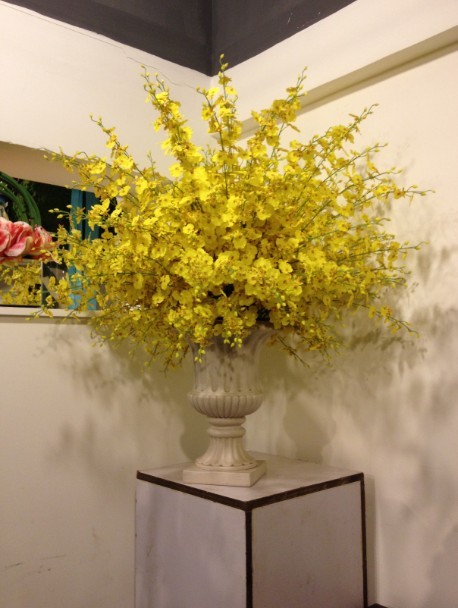 跳舞兰插花 玄关花艺 台花 仿真花盆花 样板房花艺 酒店插花