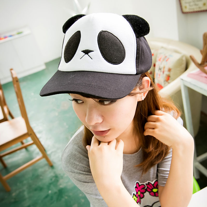 可爱卡通熊猫帽子亲子 情侣帽男女夏天鸭舌帽 韩版潮人休闲棒球帽