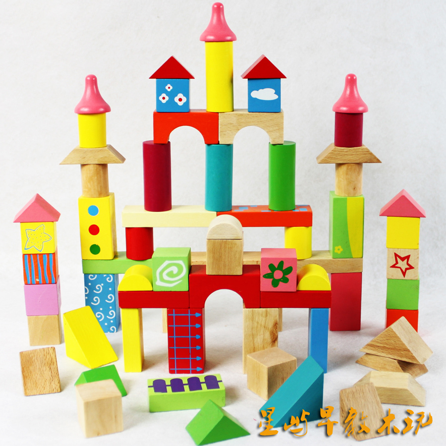 星屿早教 木制玩具 益智玩具 积木城堡 68pcs